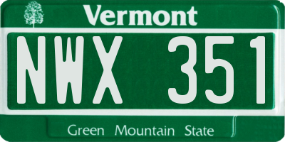 VT license plate NWX351