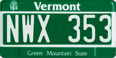 VT license plate NWX353