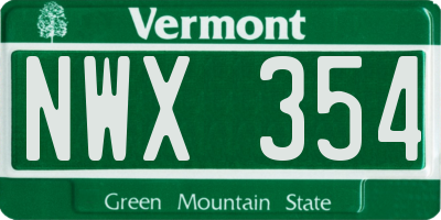 VT license plate NWX354