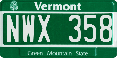 VT license plate NWX358