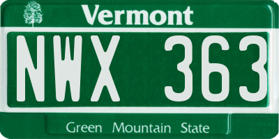 VT license plate NWX363