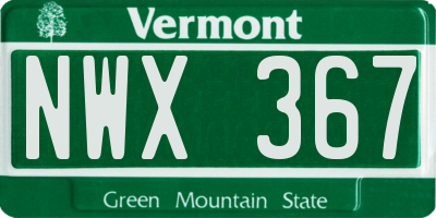 VT license plate NWX367
