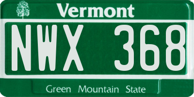 VT license plate NWX368