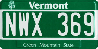 VT license plate NWX369