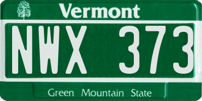 VT license plate NWX373
