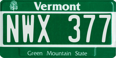 VT license plate NWX377