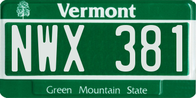 VT license plate NWX381