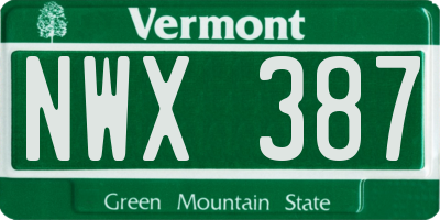 VT license plate NWX387