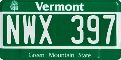 VT license plate NWX397