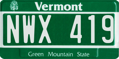 VT license plate NWX419