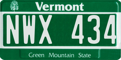 VT license plate NWX434
