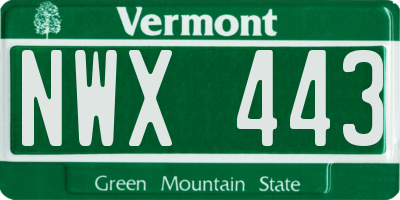 VT license plate NWX443