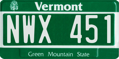 VT license plate NWX451