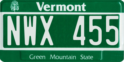 VT license plate NWX455