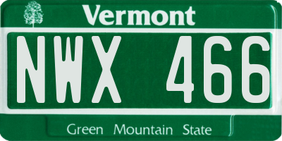 VT license plate NWX466