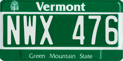 VT license plate NWX476