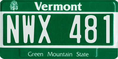 VT license plate NWX481