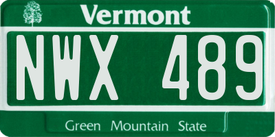 VT license plate NWX489