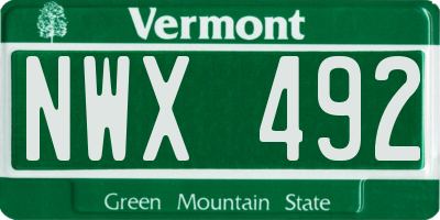 VT license plate NWX492