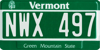 VT license plate NWX497