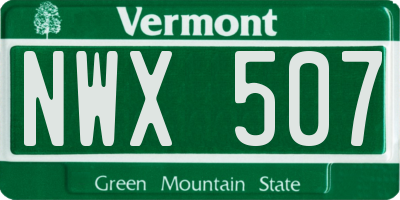 VT license plate NWX507