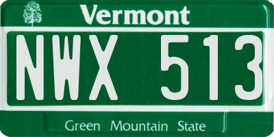 VT license plate NWX513