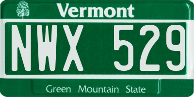VT license plate NWX529