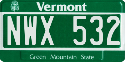 VT license plate NWX532