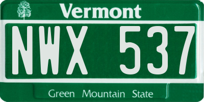 VT license plate NWX537