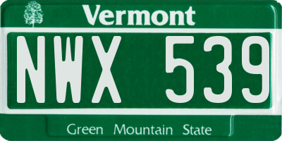 VT license plate NWX539