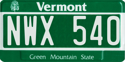 VT license plate NWX540
