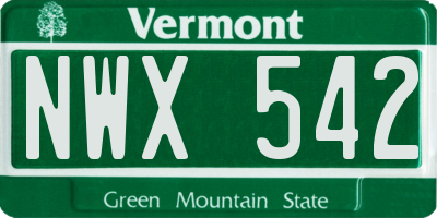 VT license plate NWX542
