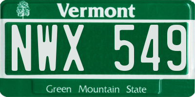 VT license plate NWX549