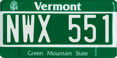 VT license plate NWX551