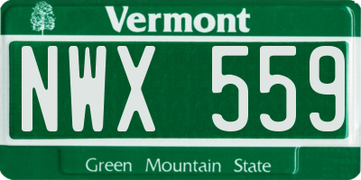 VT license plate NWX559