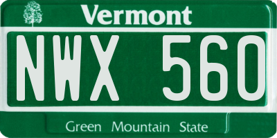 VT license plate NWX560