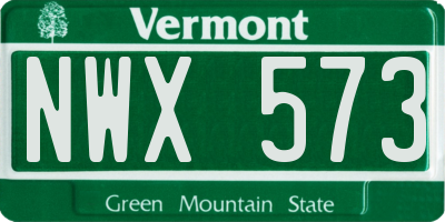 VT license plate NWX573