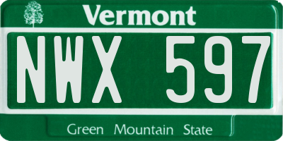 VT license plate NWX597