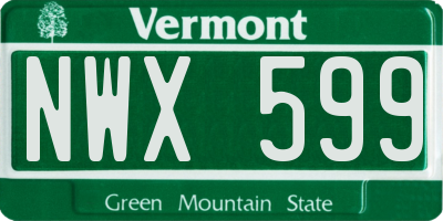 VT license plate NWX599