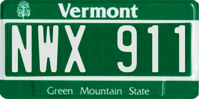 VT license plate NWX911