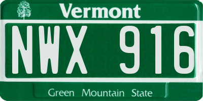 VT license plate NWX916