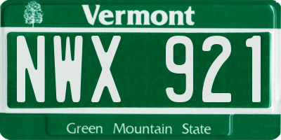 VT license plate NWX921