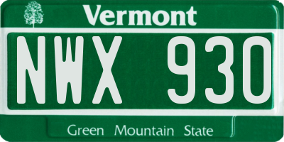 VT license plate NWX930