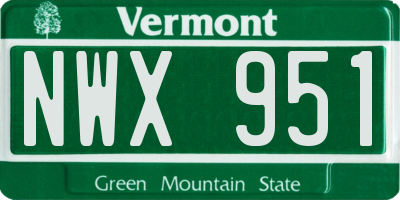 VT license plate NWX951