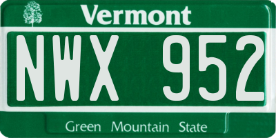 VT license plate NWX952