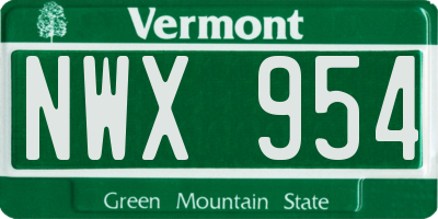 VT license plate NWX954