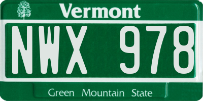 VT license plate NWX978