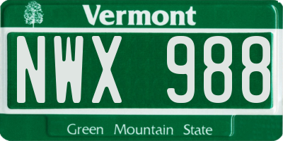VT license plate NWX988