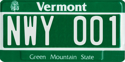 VT license plate NWY001