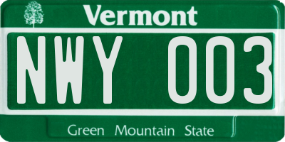 VT license plate NWY003